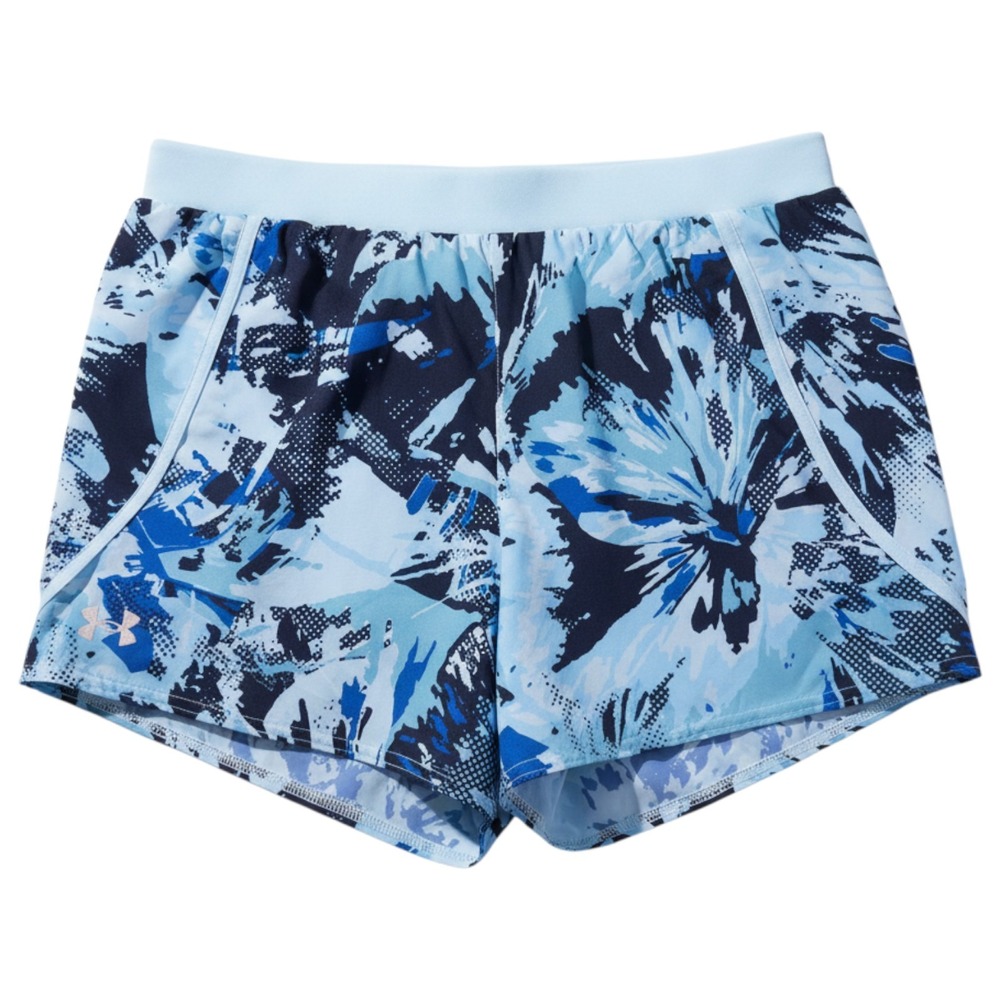 Under Armour Mileage 3.0 Shorts Women Small Blue Floral Athletic Running Gym NEW